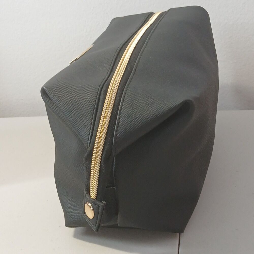 Rachel Zoe Black Nylon Cosmetic Makeup Bag Toiletries Case Top Zipped Clutch - Picture 5 of 9